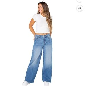 Plus Size Celebrity Pink Light Blue Wide Leg Jeans